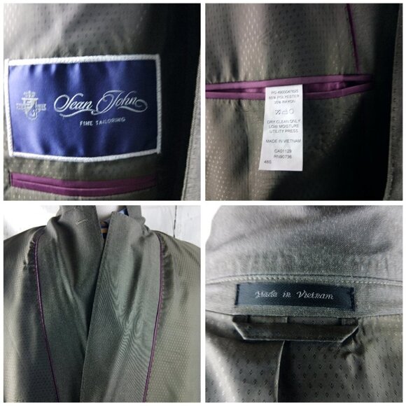 NWOT Sean John Fine Tailoring 48S 2 Buttn Brown Stitched Lapel 3pc Suit 40x30 FF - Picture 7 of 16